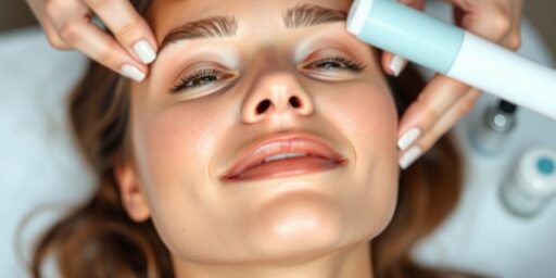 Woman receiving Hydrafacial with glowing, radiant skin.