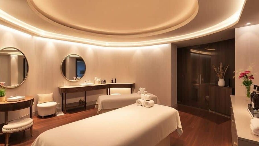 Luxurious treatment room at Clarins Spa in John Lewis.
